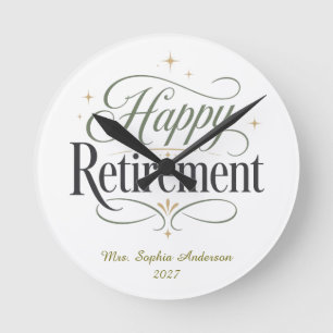 Relógio Redondo Aposentadoria Feliz Nome Personalizado