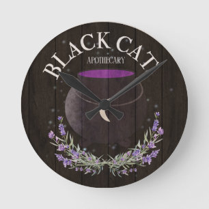 Relógio Redondo Apothecary de Gato Negro