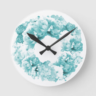 Relógio Redondo Aqua Wreath Flower Clock