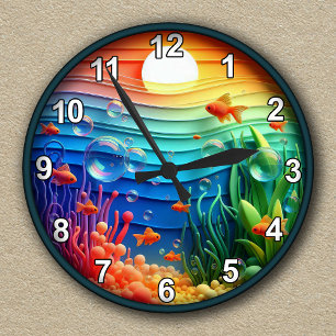 Relógio Redondo Aquário de Abstrato a cores personalizável