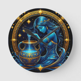 Relógio Redondo Aquarius - Sinal Belo Ilustração Digital