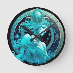 Relógio Redondo Aquarius Zodiac Clock