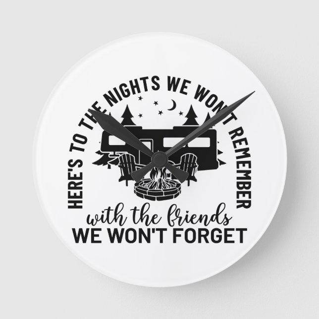 Relógio Redondo Aqui é para as noites que não nos lembraremos com  (Frente)