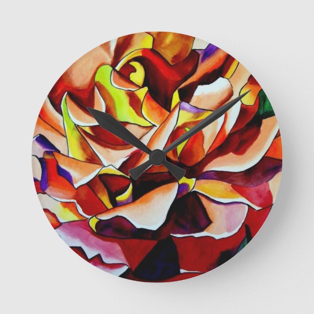 Relógio Redondo Arco-íris Arte original Rosa (Frente)