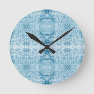 Relógio Redondo Arctic Pulse   Padrão de Pena Azul e Branco