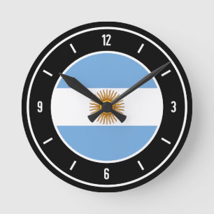 Relógio Redondo Argentina Flag Elegant