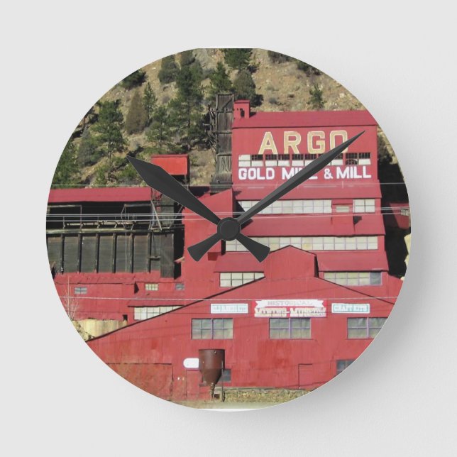 Relógio Redondo Argo Dourado Mine & Mill, Idaho Primaveras, Colora (Frente)