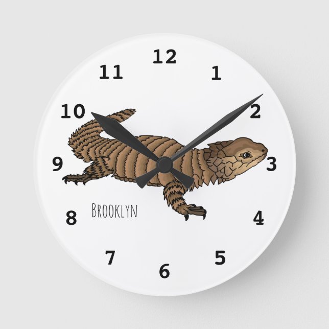 Relógio Redondo Armadillo girdled lizard cartoon illustration  (Frente)