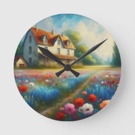 Relógio Redondo Armazém num campo de flores