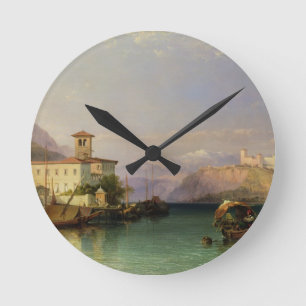 Relógio Redondo Arona e o castelo de Angera, lago Maggiore, 185