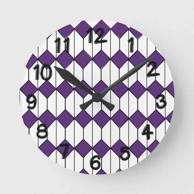 Relógio Redondo Art Deco Diamantes e Hexágonos (Frente)