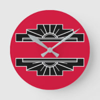 Art Deco Motif em B&W e Red Round Clock
