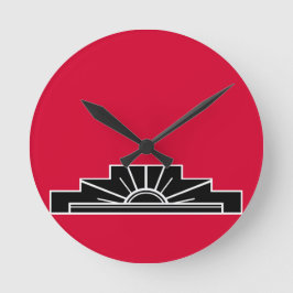 Relógio Redondo Art Deco Motif em B&W e vermelho