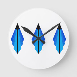 Relógio Redondo Art Deco, padrão 3 a azul