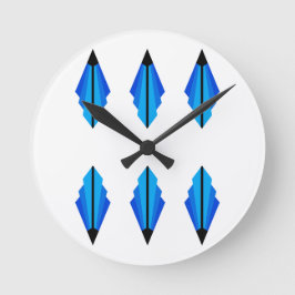 Relógio Redondo Art Deco, padrão 3 a azul