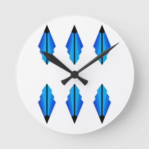 Relógio Redondo Art Deco padrão 3 a azul