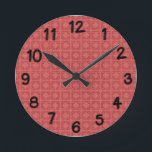 Relógio Redondo Art Deco Red Squares<br><div class="desc">This wall clock has an Art Deco design of squares made from art deco corners put together on a brick background.</div>