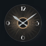 Relógio Redondo Art Deco Sunrays com Números<br><div class="desc">Faça-o influir em arte para forçar seu lugar... </div>