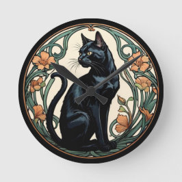 Relógio Redondo Art Nouveau Black Cat