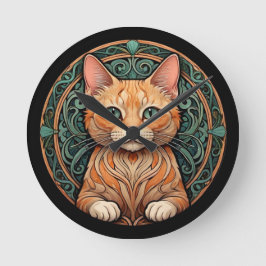 Relógio Redondo Art Nouveau Ginger Cat