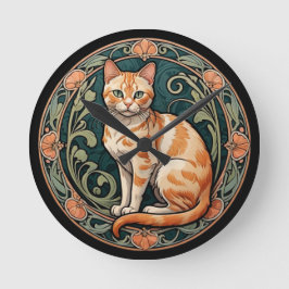 Relógio Redondo Art Nouveau Ginger Cat