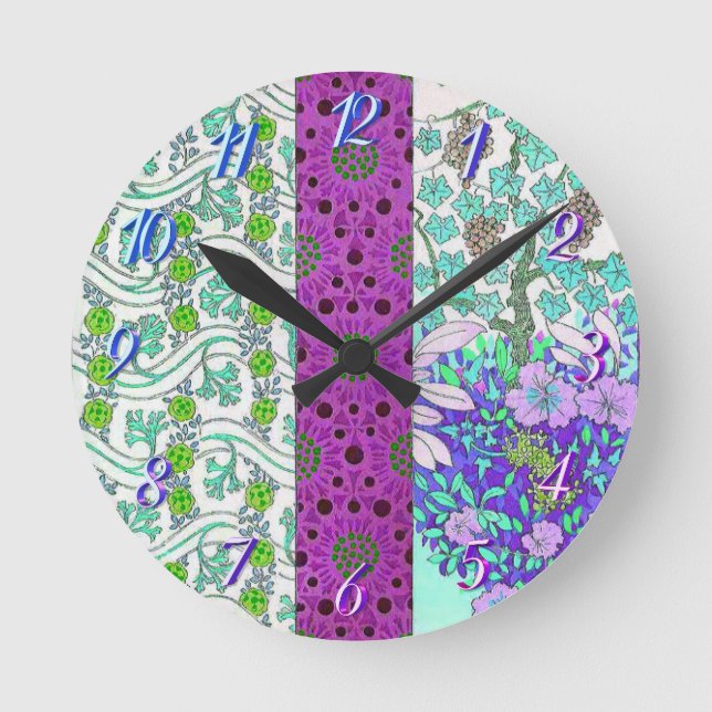 Relógio Redondo Art nouveau Grapevine florescente (Frente)