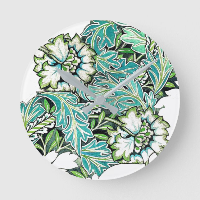 Relógio Redondo Art nouveau william morris ilustração floral (Frente)