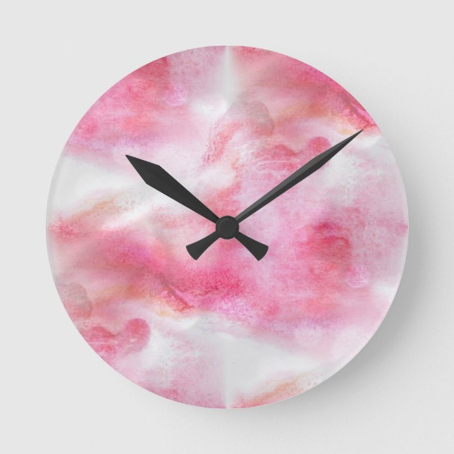 Relógio Redondo art red avant-garde background hand paint (Frente)