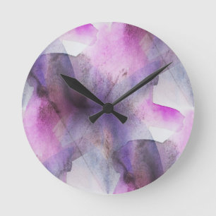 Relógio Redondo arte abstracta sem emenda do roxo do cubism