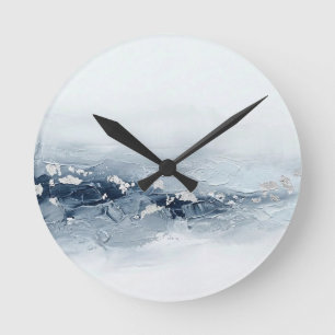 Relógio Redondo Arte abstrata em folha de prata azul glaciar moder