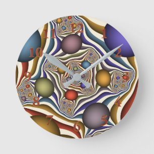 Relógio Redondo Arte abstrata fractal moderna colorida voadora