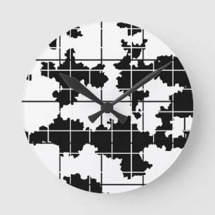 Relógio Redondo Arte abstrata orgânica preto e branco Design 