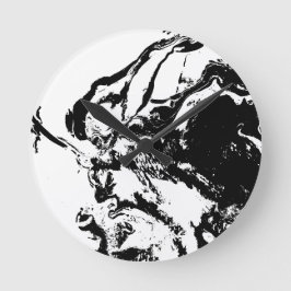 Relógio Redondo Arte acidental de Abstrato preto e branco