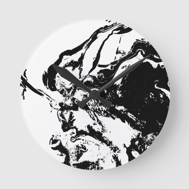 Relógio Redondo Arte acidental de Abstrato preto e branco (Frente)
