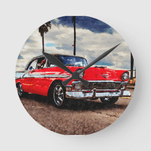 Relógio Redondo Arte aquosa do Chevrolet Bel Air de 1956