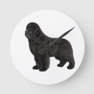 Relógio Redondo Arte de Cão Terra-Nova Desenhado à Mão