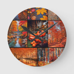 Relógio Redondo Arte de Fotografias do Autumn Fall Landscape