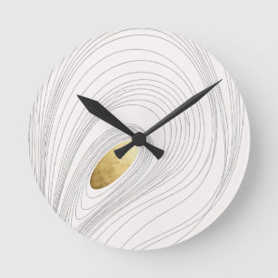 Relógio Redondo Arte de Parede Oval Dourado Abstrato
