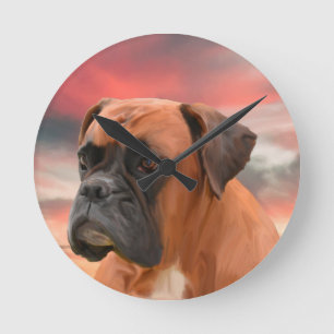 Relógio Redondo Arte de pintura a óleo de caixa de água de cachorr