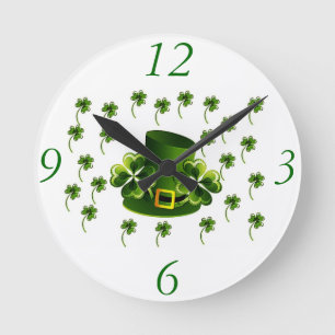 Relógio Redondo Arte de Shamrock irlandesa
