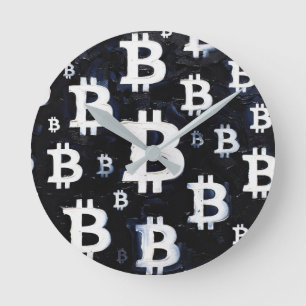 Relógio Redondo Arte do Bitcoin (BW #8) pintura a óleo