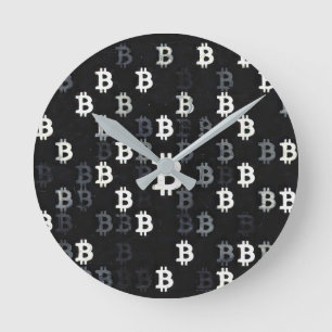 Relógio Redondo Arte do Bitcoin (BW #9) pintura a óleo