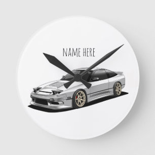 Relógio Redondo arte do nissan 240sx desenhada à mão