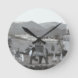 Relógio Redondo Arte do Patrimônio Indiano Impressa