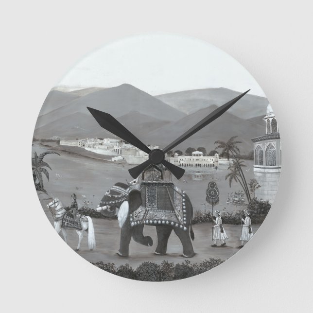 Relógio Redondo Arte do Patrimônio Indiano Impressa (Frente)