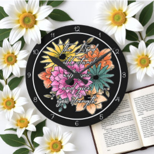 Relógio Redondo Arte Floral O Senhor Estará Com Você