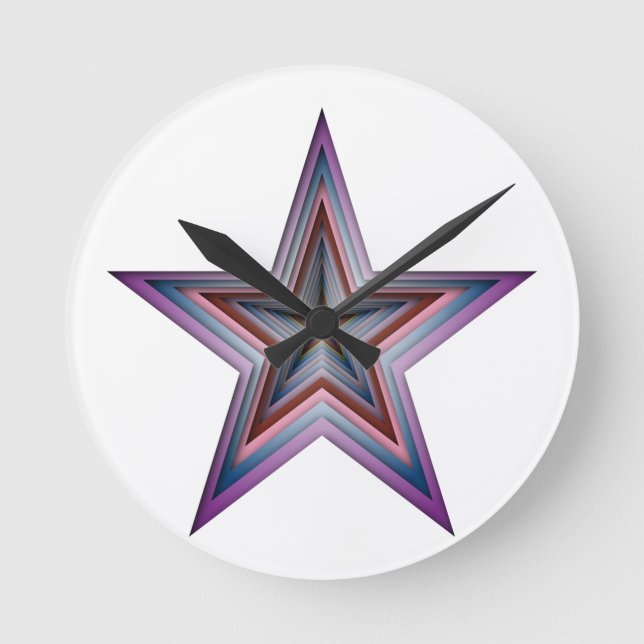 Relógio Redondo arte geométrica abstrato estrela (Frente)