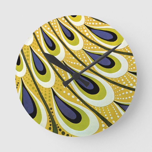 Relógio Redondo Arte Nova Antiga, Pena de Pavão da Macmillan (Frente)