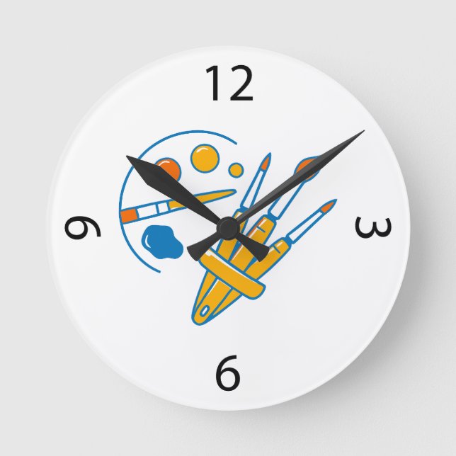 Relógio Redondo Artist Paint Palette and Brushes (Frente)