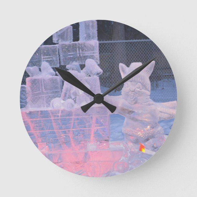 Relógio Redondo Artista Esportivo Da Escultura Do Gelo Que Escreve (Frente)